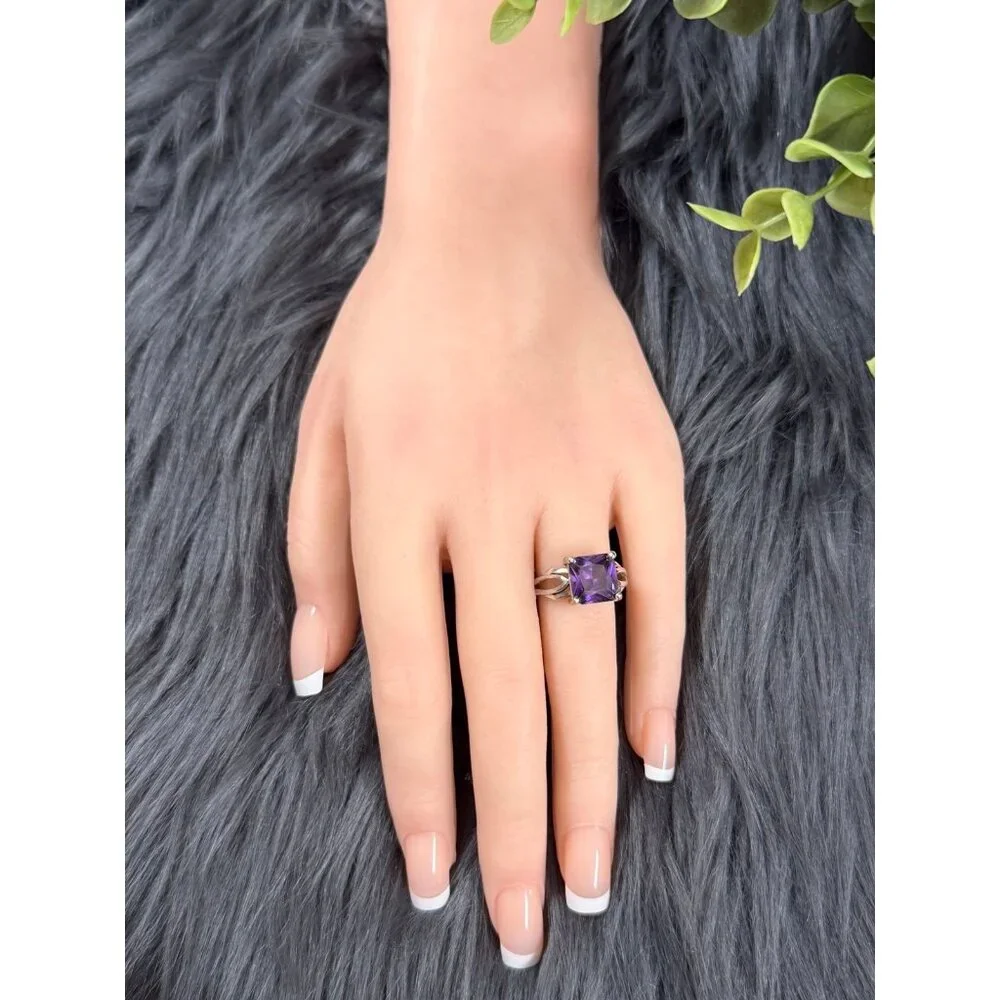 Princess Cut Amethyst Silver 925‎ Ring